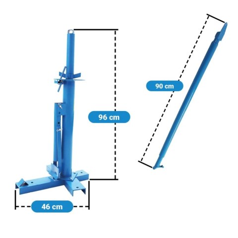 Montażownica do opon drążek montażowy stalowy niebieski regulowany