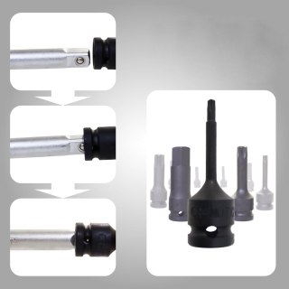 Nasadki Udarowe 1/2" Torx Spline Sześciokąt 26 szt Cr-Mo