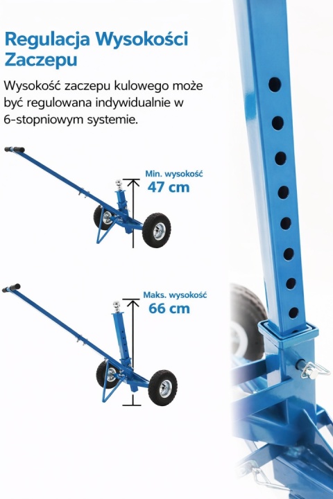 Wózek do przyczepek przyczep manewrowy do 270 kg Regulowany
