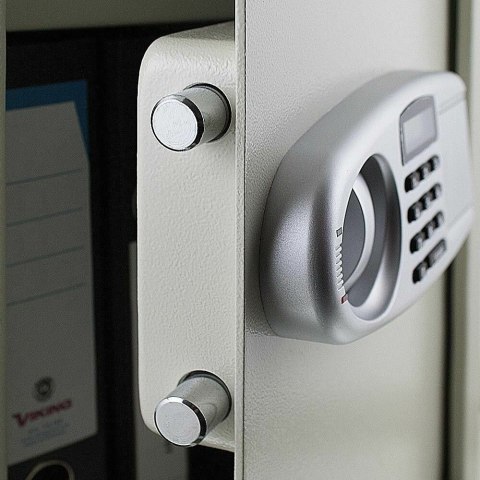 Sejf elektroniczny 52cm jasnoszary domowy zamek szyfrowy klucz awaryjny
