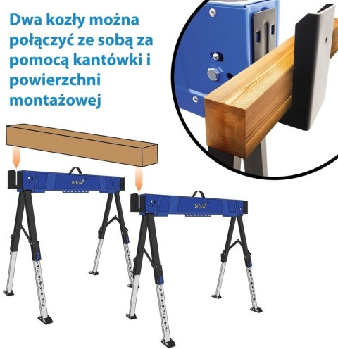 Stojak roboczy składany regulowany 600 kg 62-87 cm zestaw 2 szt
