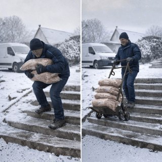 Wózek schodowy transportowy 200 kg 6 kół gumowych regulowany uchwyt