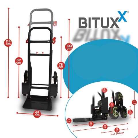 Wózek schodowy transportowy 200 kg 6 kół gumowych regulowany uchwyt
