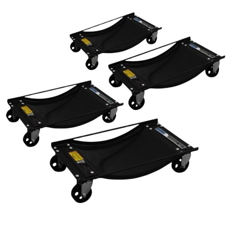 Wózki Manewrowe 450 kg 4 Sztuki Czarne Rolki Transportowe do Samochodów