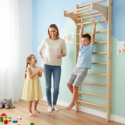 drabinka gimnastyczna z drążkiem regulowana 220x80 lakierowana do ćwiczeń