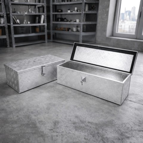 Skrzynia aluminiowa transportowa 25l srebrna zamykana na klucz wodoodporna