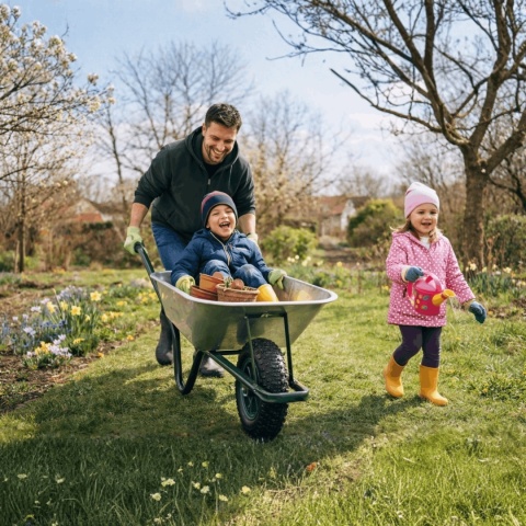 Taczka 100L, 250 kg Ocynkowana Misa Pneumatyczne Koło Solidna i Lekka