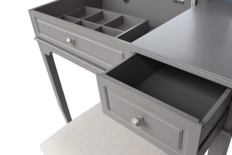 TOALETKA KOSMETYCZNA z LUSTREM SZARA + TABORET TOALETKA KOSMETYCZNA z LUSTREM SZARA + TABORET