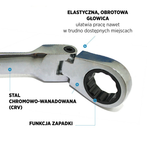 Profesjonalny Zestaw Kluczy Płasko-Oczkowych z Grzechotką - 12 Elementów w Walizce