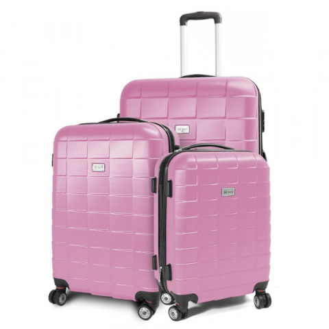 Zestaw walizek podróżnych ABS SQUARD Jasny różowy