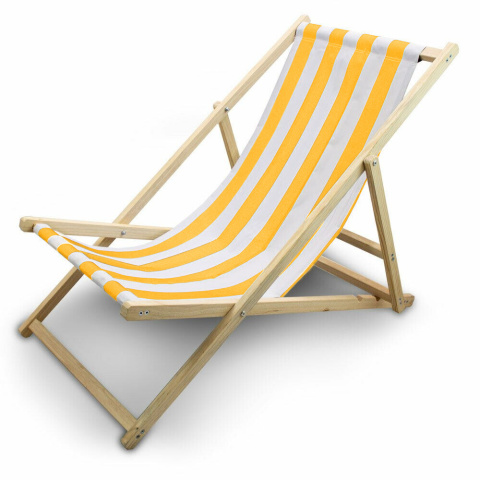 Leżak Plażowy Leżak ogrodowy Biało-Żółte Paski
