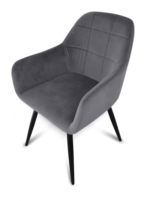 Krzesło fotel welurowe ciemno siwe x2