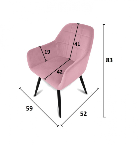 Krzesło fotel welurowy różowy x2