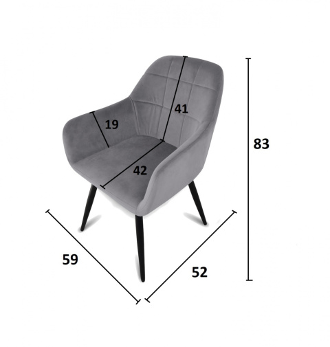 Krzesło fotel welurowy siwy x2