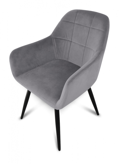 Krzesło fotel welurowy siwy x2