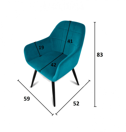 Krzesło fotel welurowy turkusowy x2