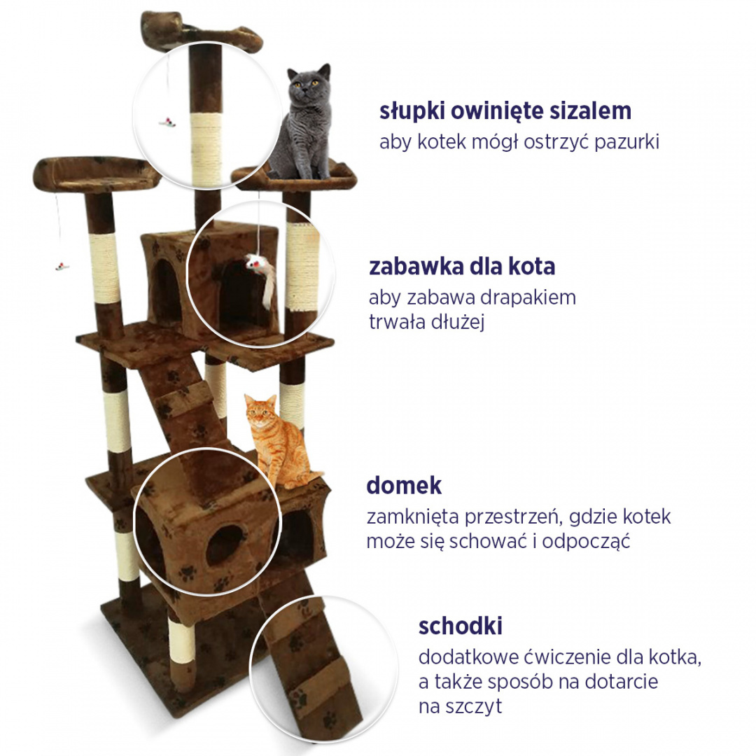Drapak Duży Legowisko Wieża dla Kota Domek 1050 Drapak Duży Legowisko Wieża dla Kota Domek 1050