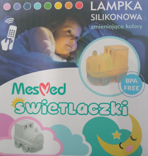 Lampka Nocna LED Lokomotywa Miękki Silikon 8 Kolorów, Pilot Bezpieczny Sen