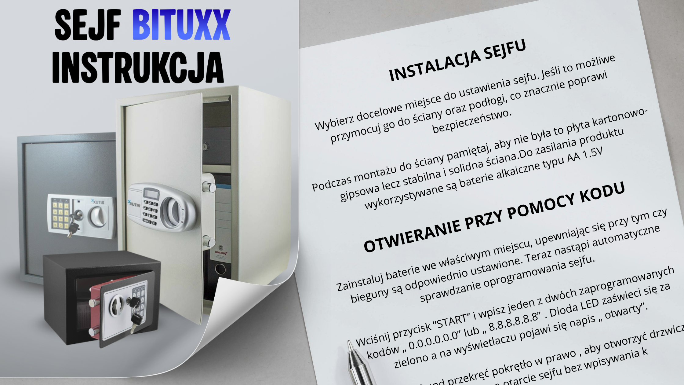 Bituxx Sejf – Instrukcja krok po kroku. Jak otworzyć i zmienić kod?